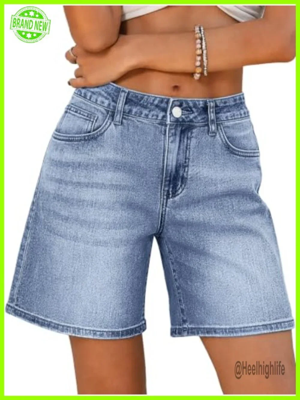 ELLEVEN Women's Baggy Denim Shorts Low Rise Stretch Jorts Y2K Casual Summer